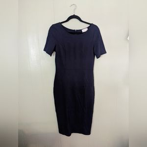 Navy, fitted midi dress